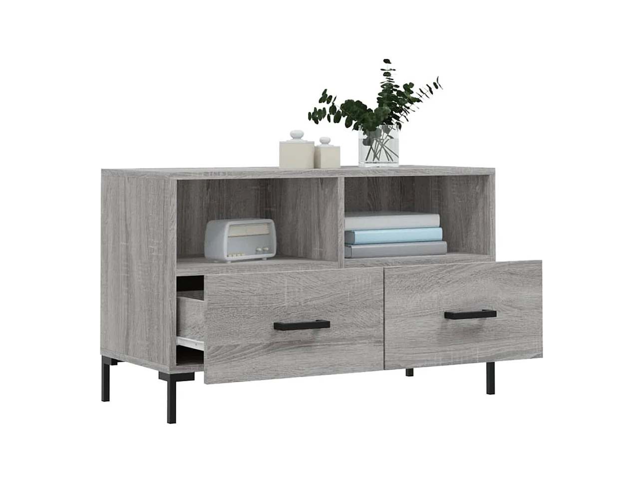 Hirlen  Meuble TV Sonoma gris 80x36x50 cm Bois d'ingénierie