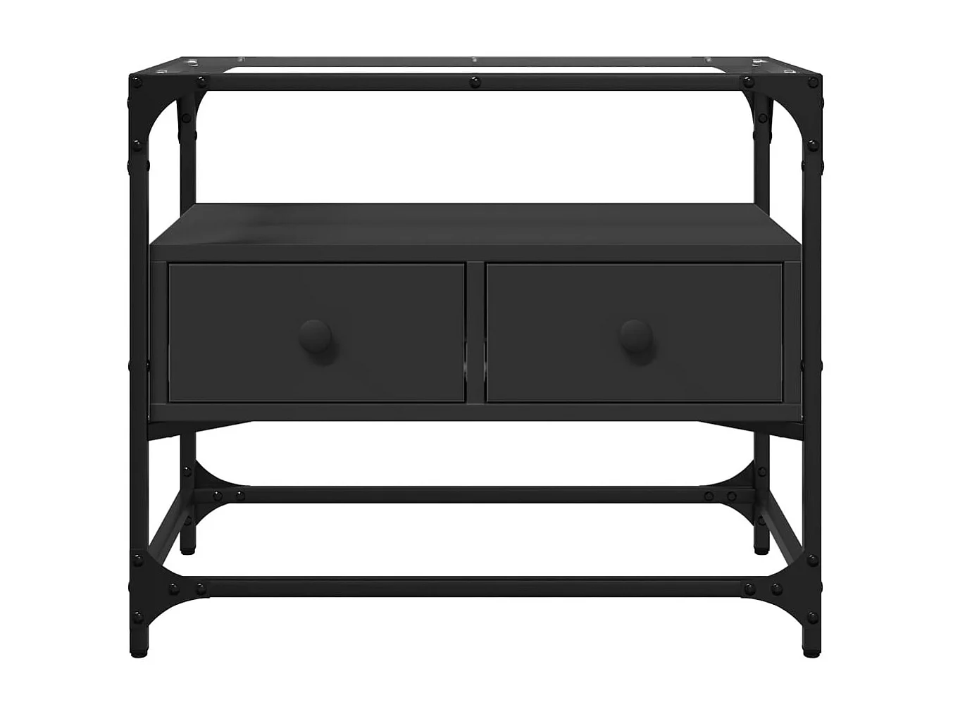 Varel  Tv-meubel met glazen blad 60x35x51 cm bewerkt hout zwart