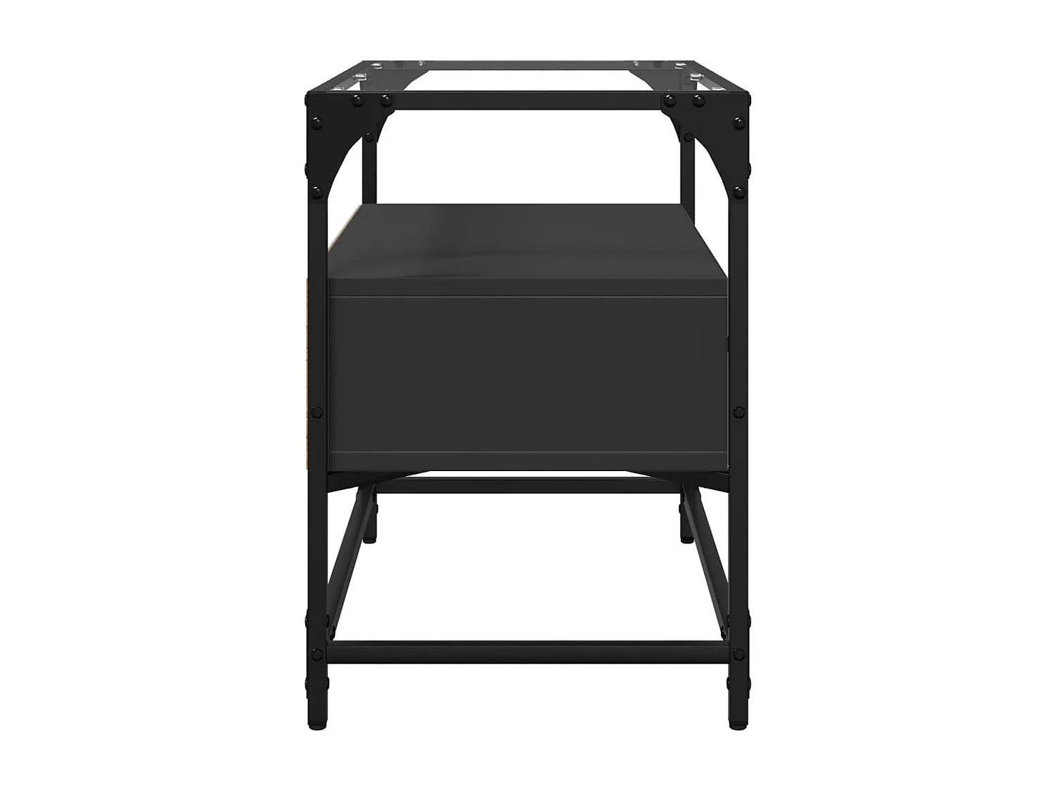 Varel  Meuble TV et dessus en verre noir 60x35x51 cm bois d'ingénierie