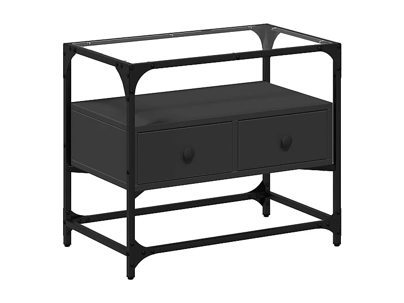 Varel  Tv-meubel met glazen blad 60x35x51 cm bewerkt hout zwart