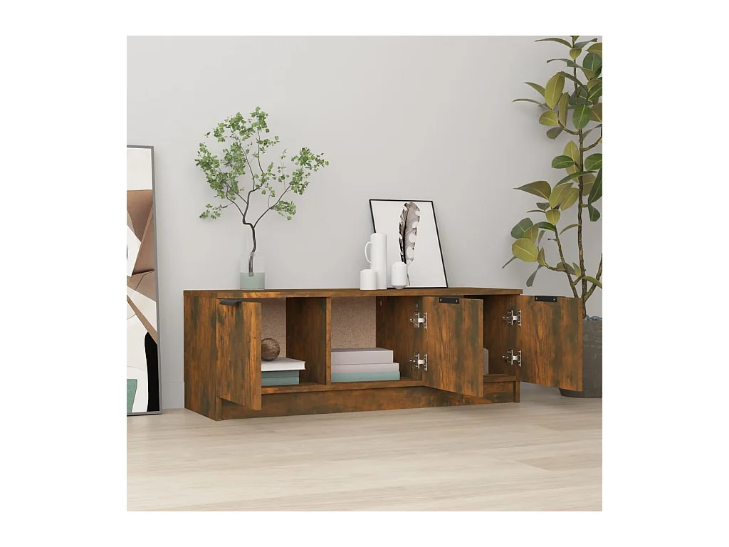 Yrnir  Tv-meubel 102x35x36,5 cm bewerkt hout gerookt eikenkleurig