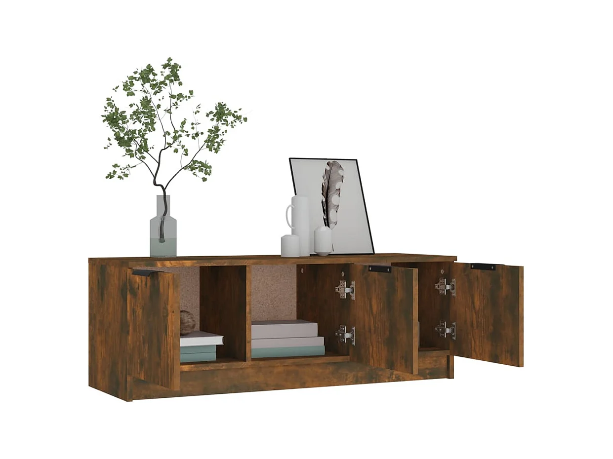 Yrnir  Tv-meubel 102x35x36,5 cm bewerkt hout gerookt eikenkleurig