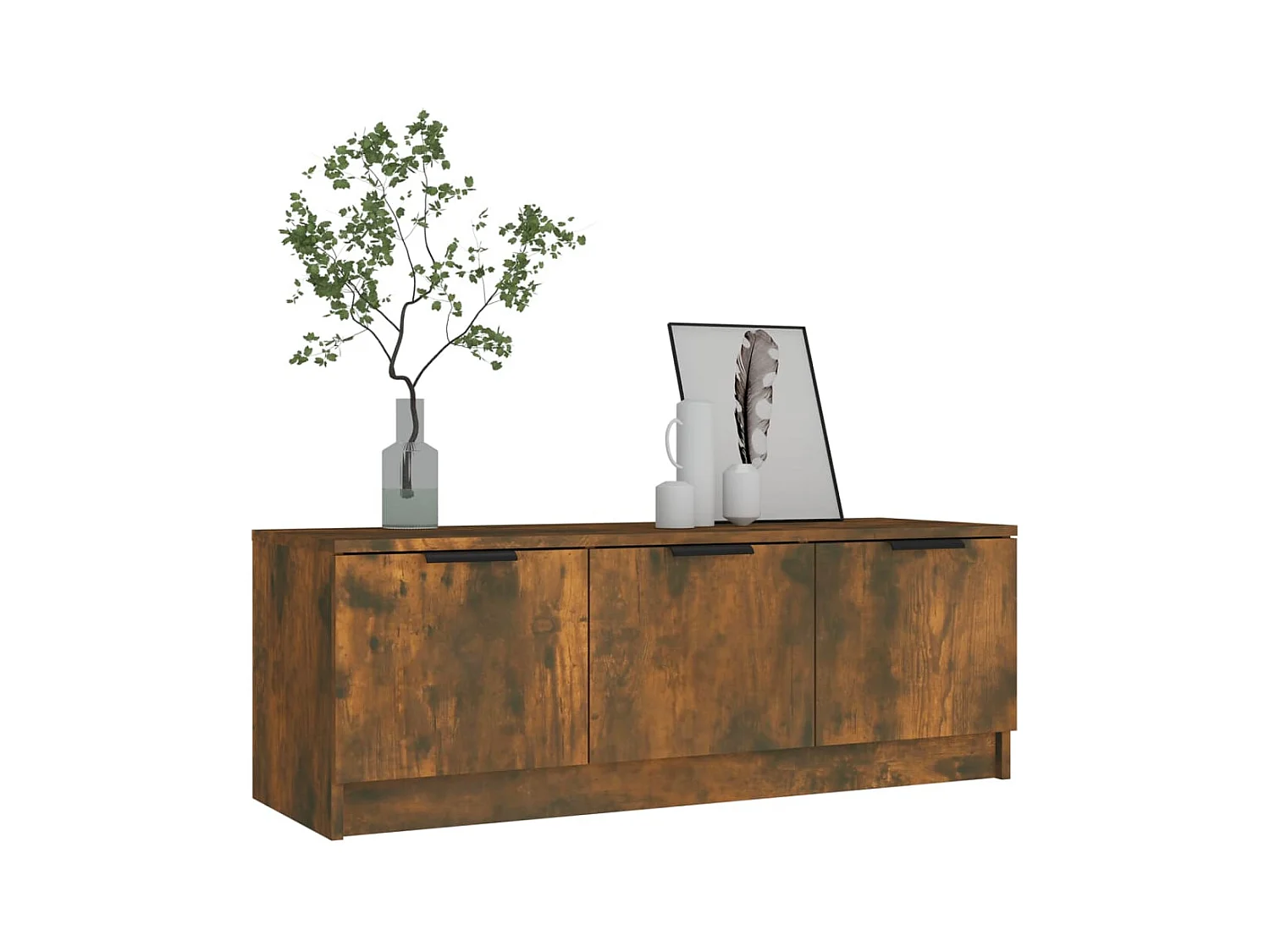 Yrnir  Tv-meubel 102x35x36,5 cm bewerkt hout gerookt eikenkleurig