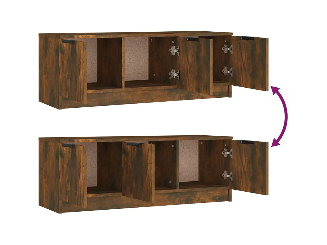 Yrnir  Tv-meubel 102x35x36,5 cm bewerkt hout gerookt eikenkleurig