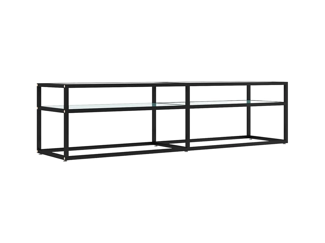 Ballypatrick  Mueble de TV vidrio templado color mármol blanco 160x40x40,5 cm