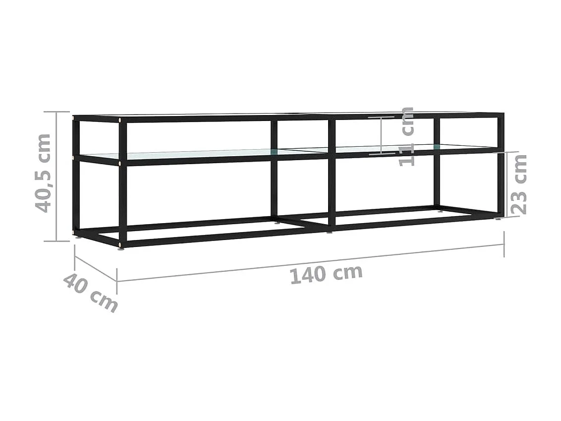 Ballypatrick  Mueble de TV vidrio templado color mármol blanco 160x40x40,5 cm