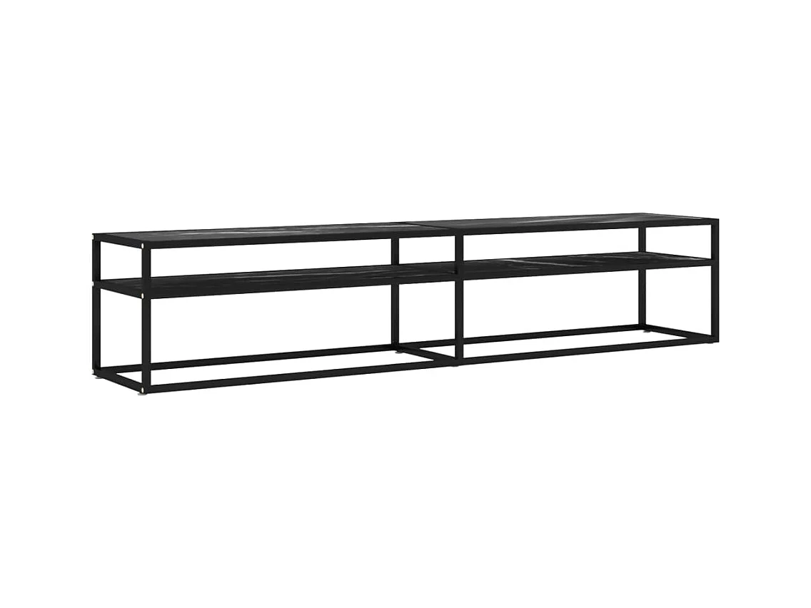 Ballypatrick  Tv-meubel 200x40x40,5 cm gehard glas zwartmarmerkleurig
