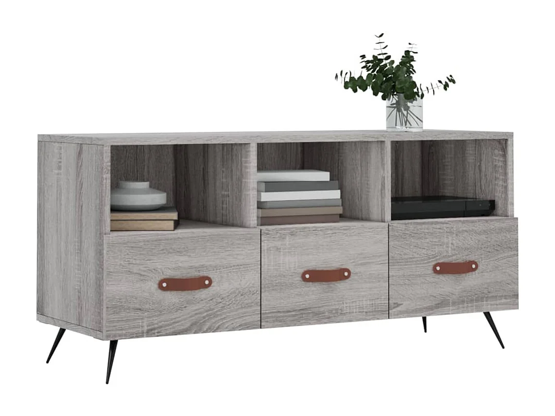 Qandrel  Tv-meubel 102x36x50 cm bewerkt hout grijs sonoma eikenkleurig