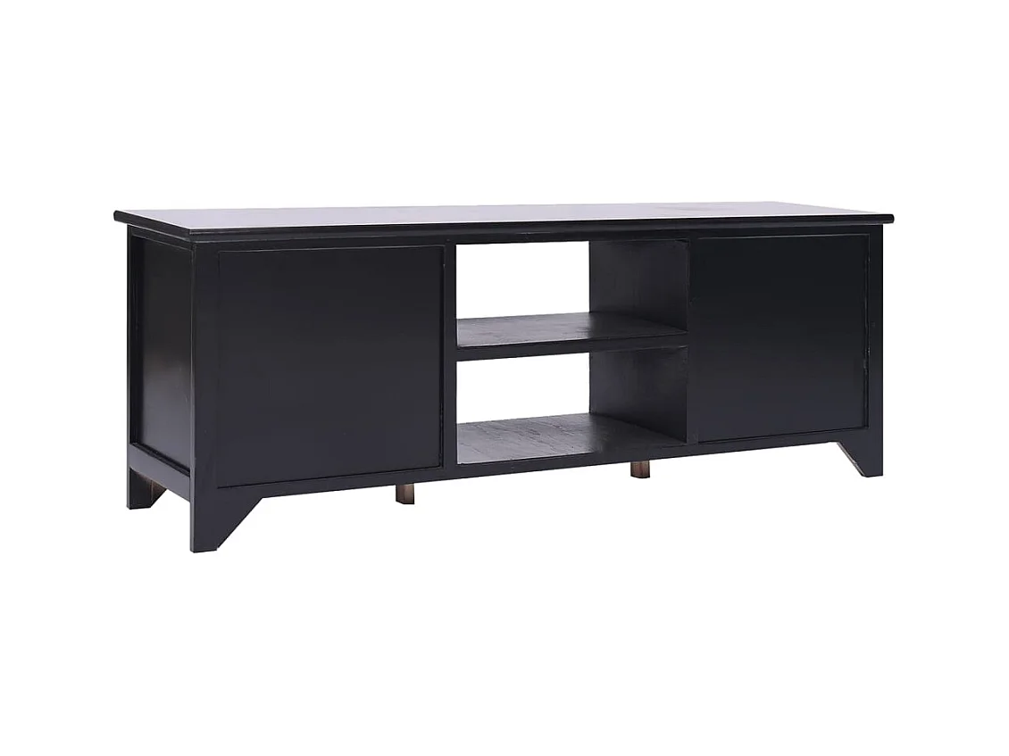 Éric-Paul-Louis  Meuble TV Noir 108x30x40 cm Bois de Paulownia solide