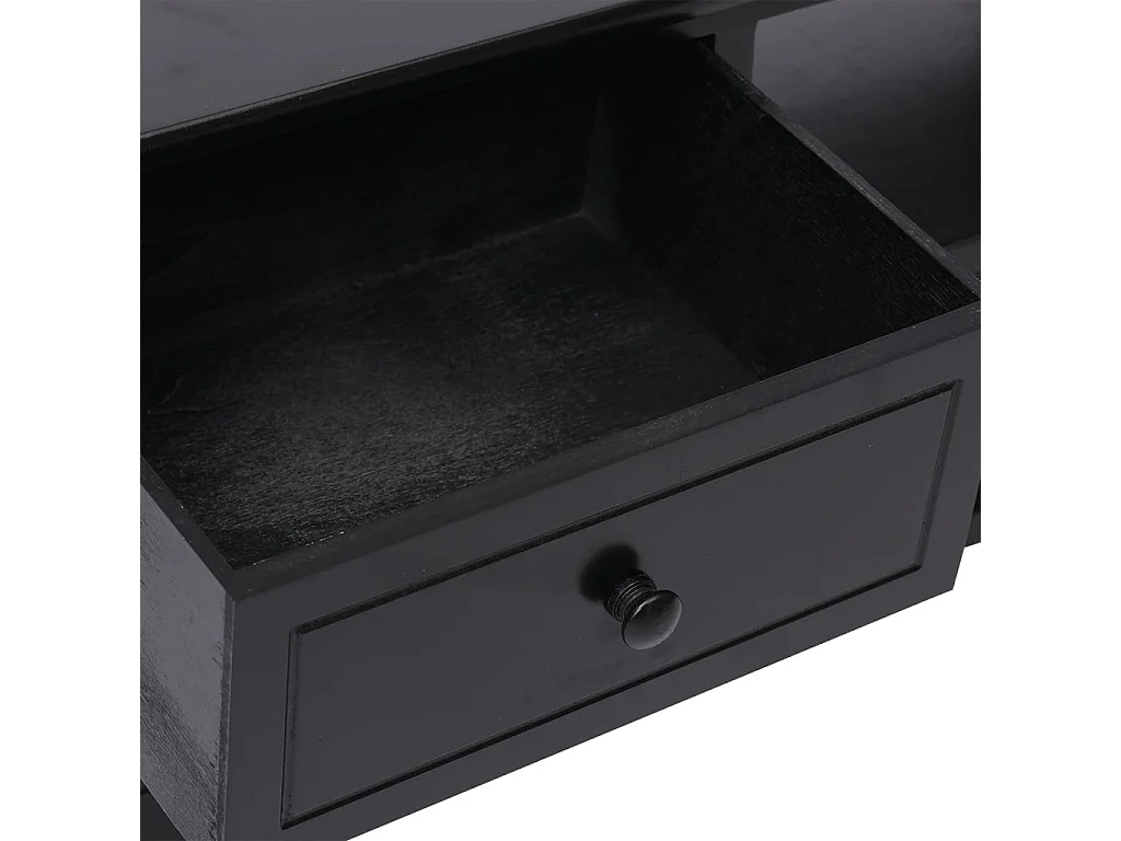 Éric-Paul-Louis  Meuble TV Noir 108x30x40 cm Bois de Paulownia solide