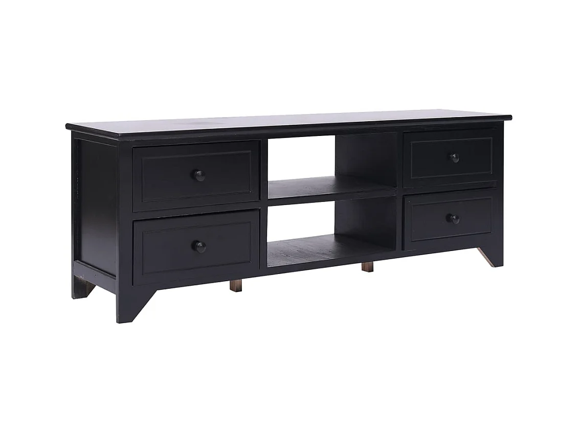 Éric-Paul-Louis  Mueble para TV madera maciza de paulownia negro 108x30x40 cm