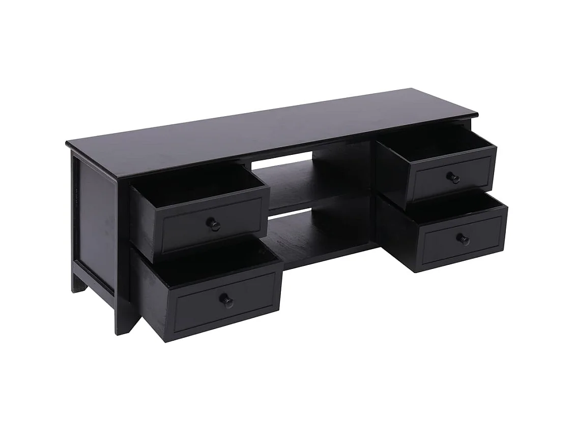 Éric-Paul-Louis  Mueble para TV madera maciza de paulownia negro 108x30x40 cm