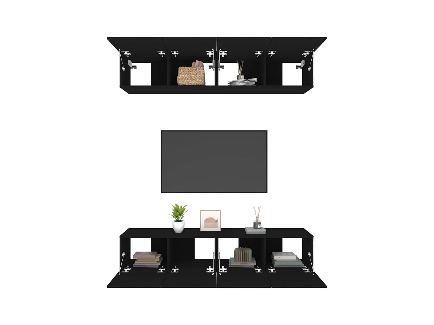 Assumption  Meubles TV 4 pcs Noir 80x30x30 cm Bois d'ingénierie