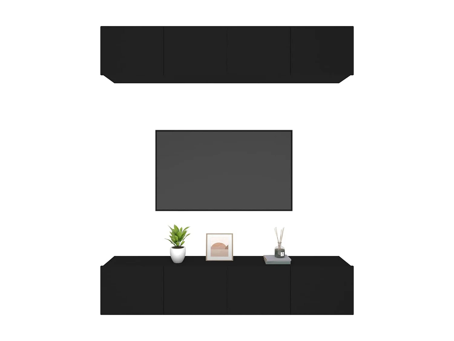 Assumption  Set muebles de TV 4 uds madera contrachapada negro 80x30x30 cm