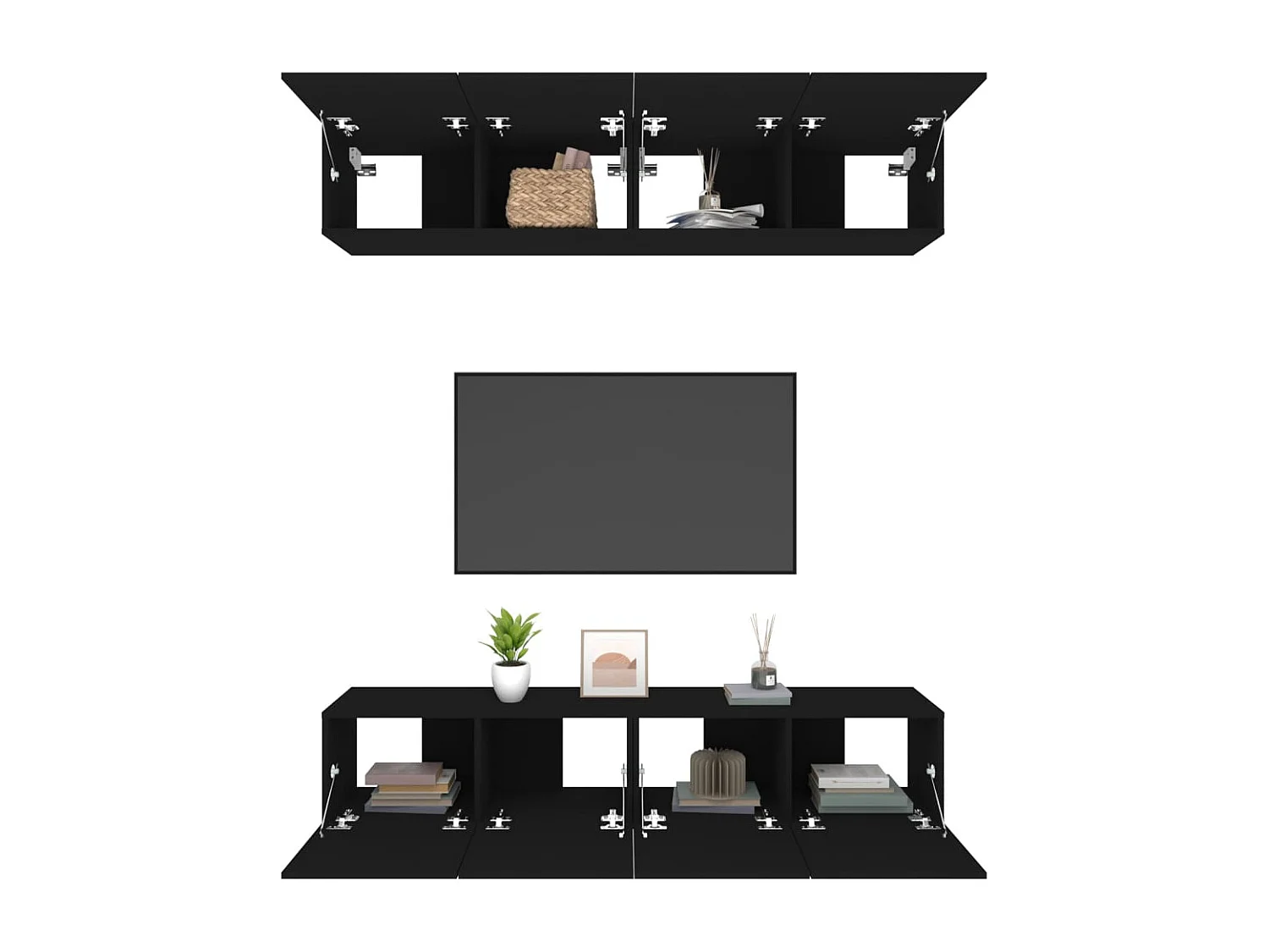 Assumption  Set muebles de TV 4 uds madera contrachapada negro 80x30x30 cm
