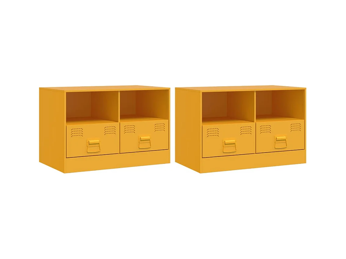Amelie  Meubles TV 2 pcs jaune moutarde 67x39x44 cm acier