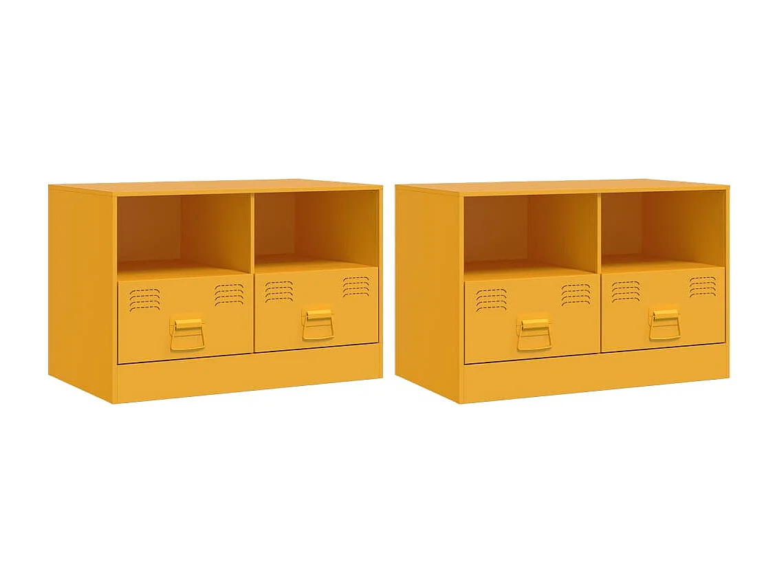 Amelie  Muebles para TV 2 unidades acero amarillo mostaza 67x39x44 cm