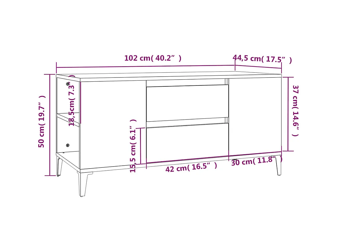 Hermiston  Meuble TV Chêne fumé 102x44,5x50 cm Bois d'ingénierie
