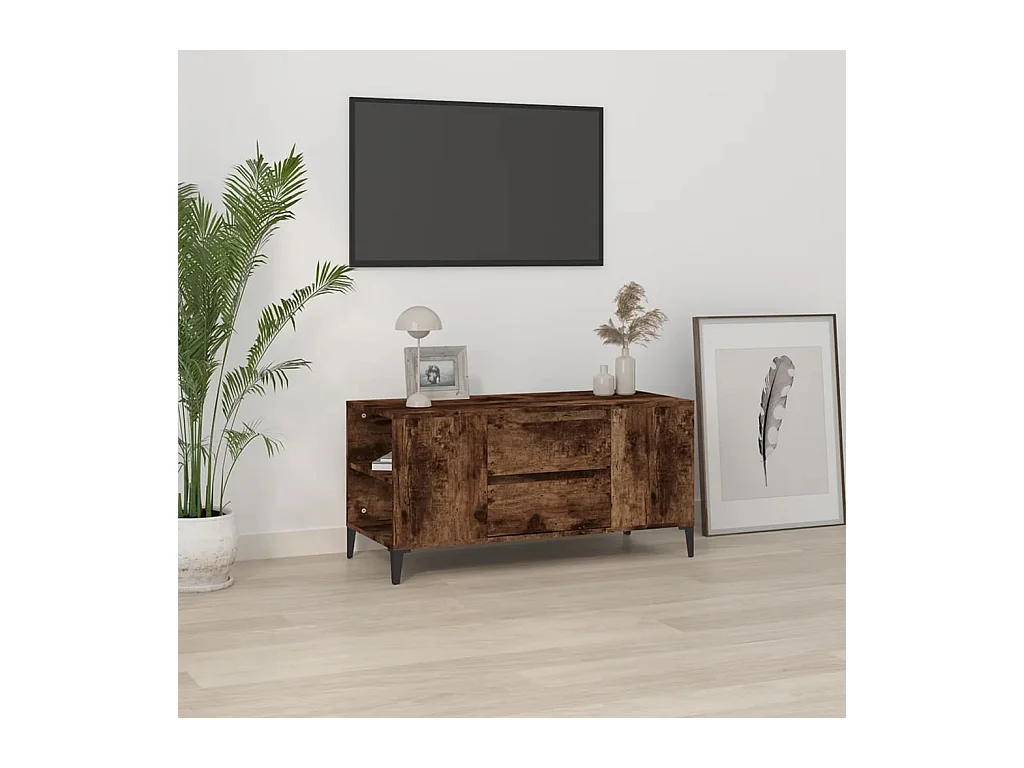 Hermiston  Meuble TV Chêne fumé 102x44,5x50 cm Bois d'ingénierie