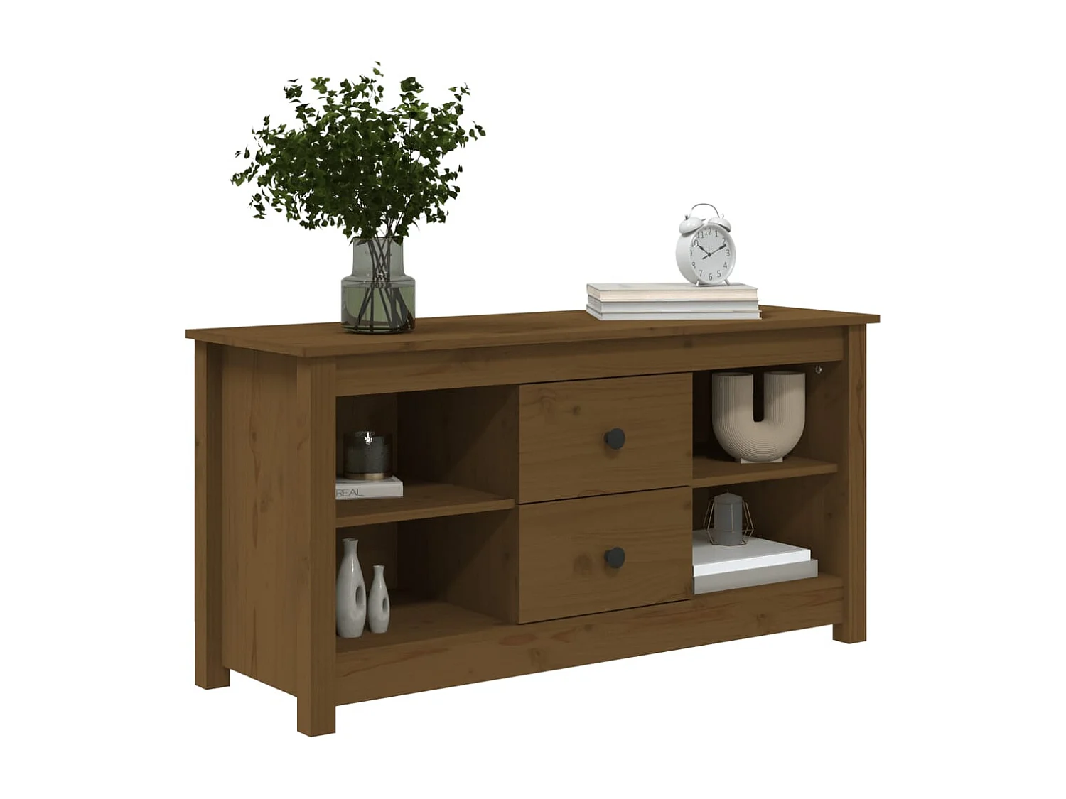 Cordele  Meuble TV Marron miel 103x36,5x52 cm Bois de pin massif