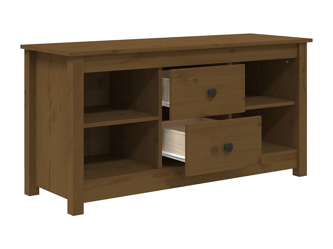 Cordele  Mueble de TV madera maciza de pino marrón miel 103x36,5x52 cm