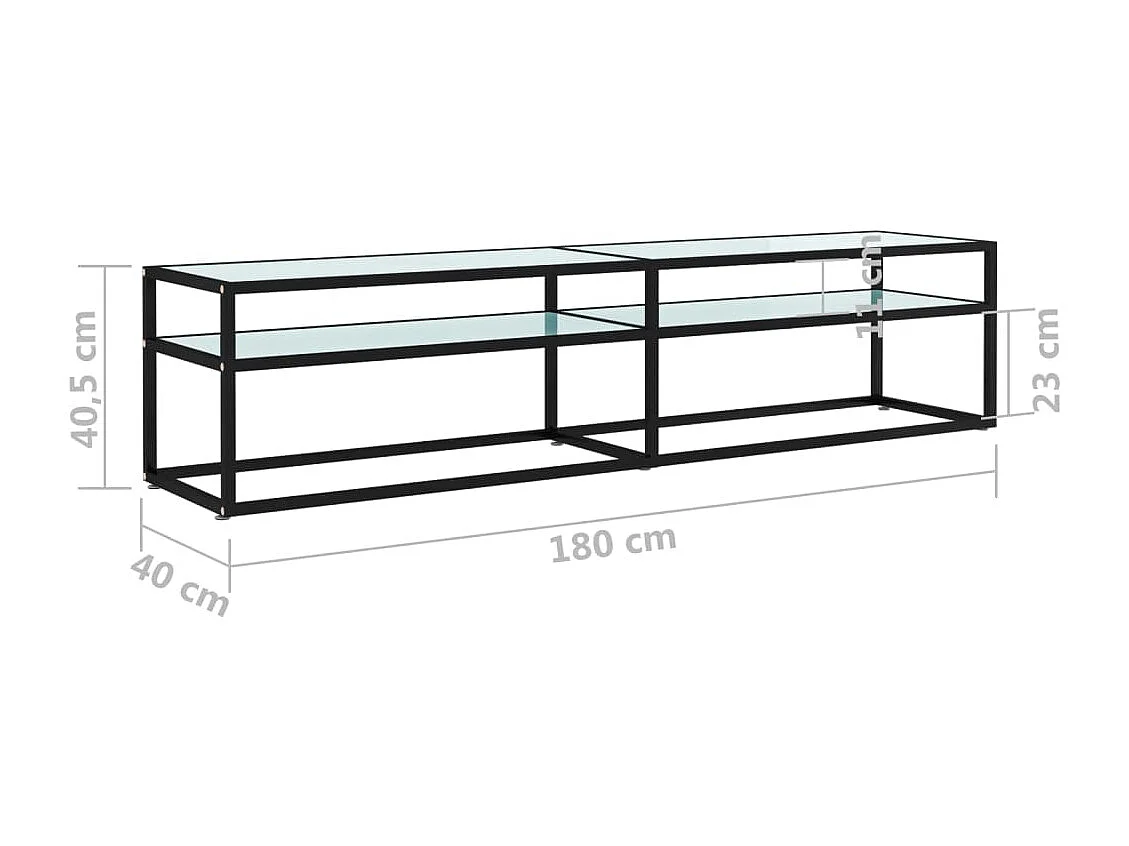 Ballypatrick  Mueble de TV vidrio templado color mármol blanco 180x40x40,5 cm