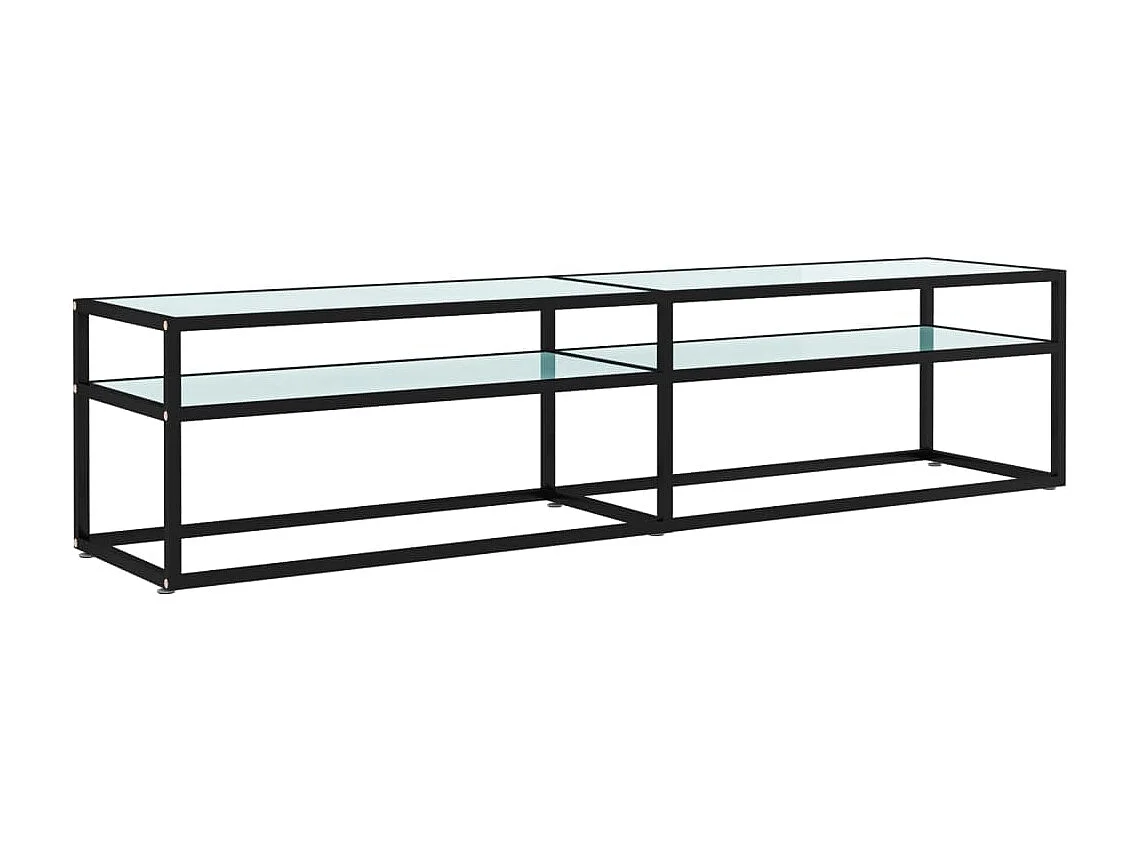 Ballypatrick  Mueble de TV vidrio templado color mármol blanco 180x40x40,5 cm