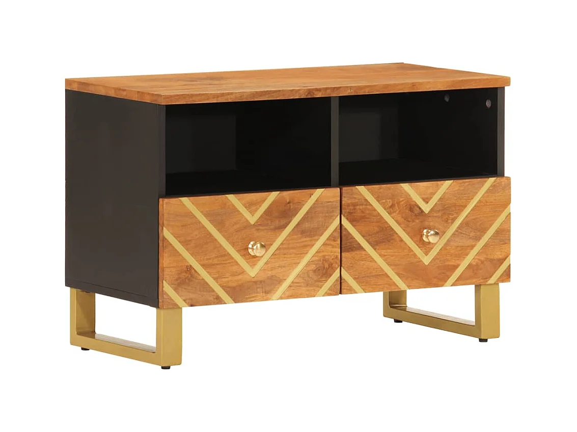 Garden Furniture -  Meuble TV marron et noir 70x33,5x46 cm bois massif de manguier
