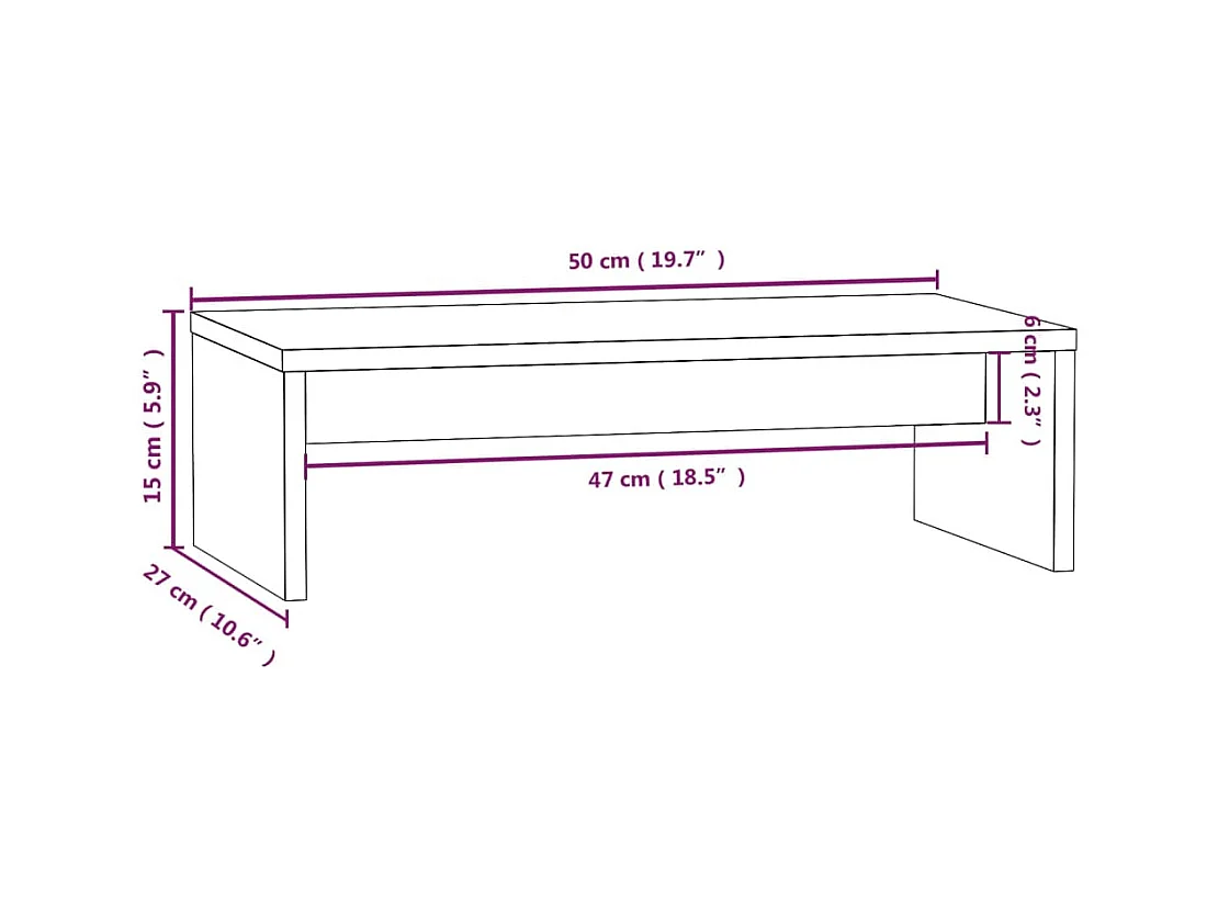 Prolenta Premium -  Support de moniteur 50x27x15 cm Bois de pin solide