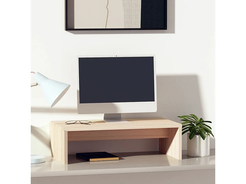 Prolenta Premium -  Soporte para monitor madera maciza de pino 50x27x15 cm