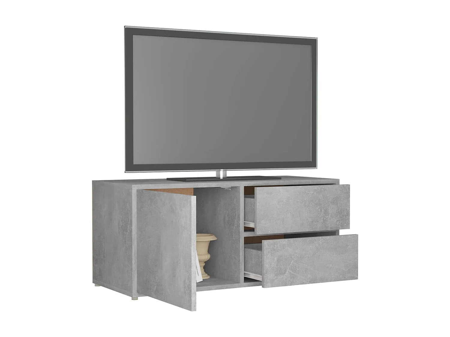 Waianae  Meuble TV Gris béton 80x34x36 cm Bois d'ingénierie