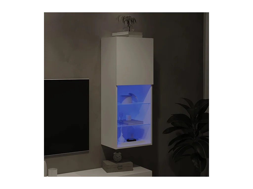 Almar  Meuble TV avec lumières LED blanc 40,5x30x102 cm