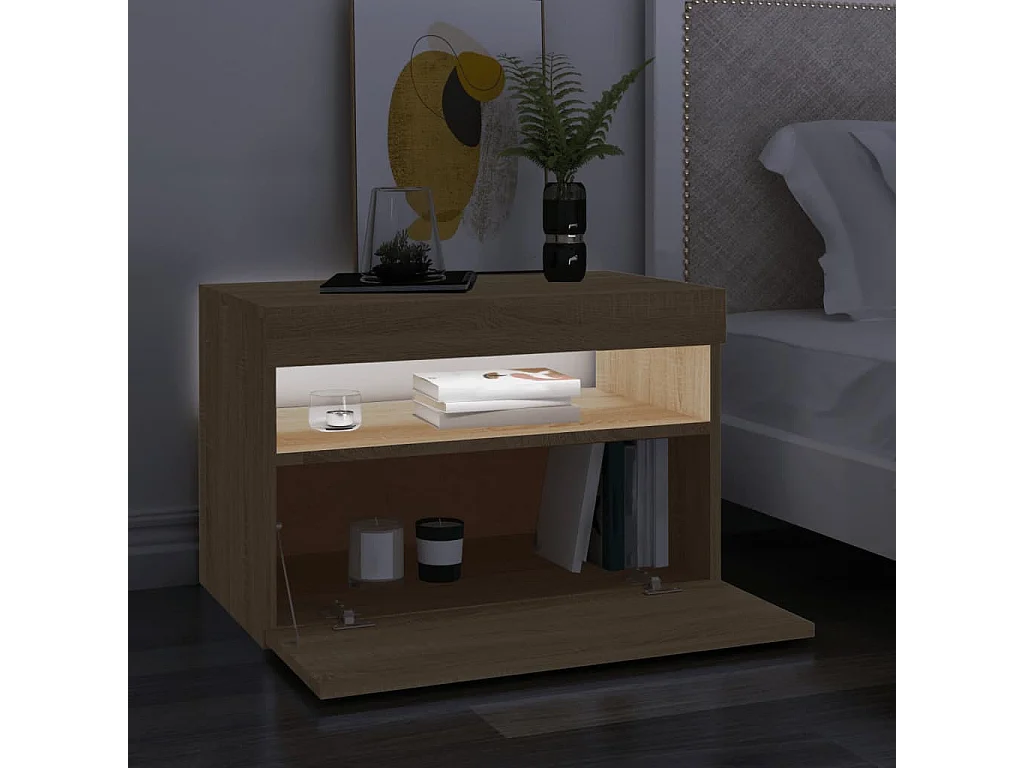 Ilion  Meuble TV avec lumières LED chêne sonoma 60x35x40 cm