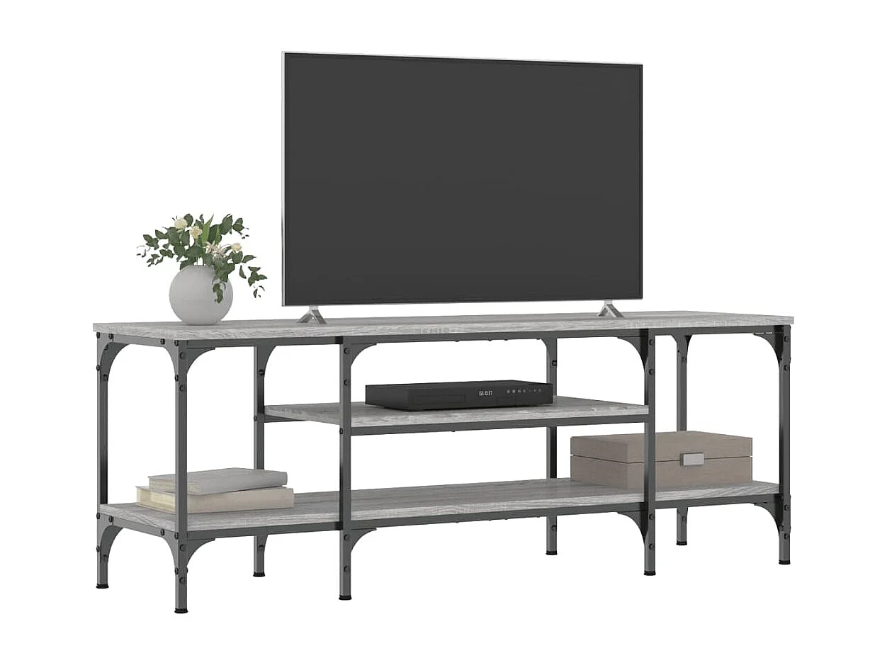 Numa  Meuble TV sonoma gris 121x35x45 cm bois d'ingénierie et fer