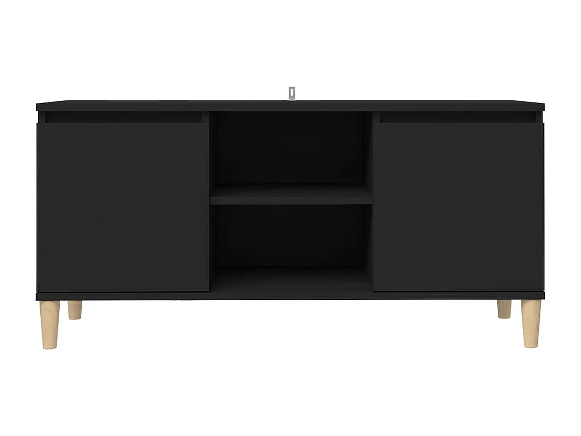 Xara  Meuble TV avec pieds en bois massif Noir 103,5x35x50 cm