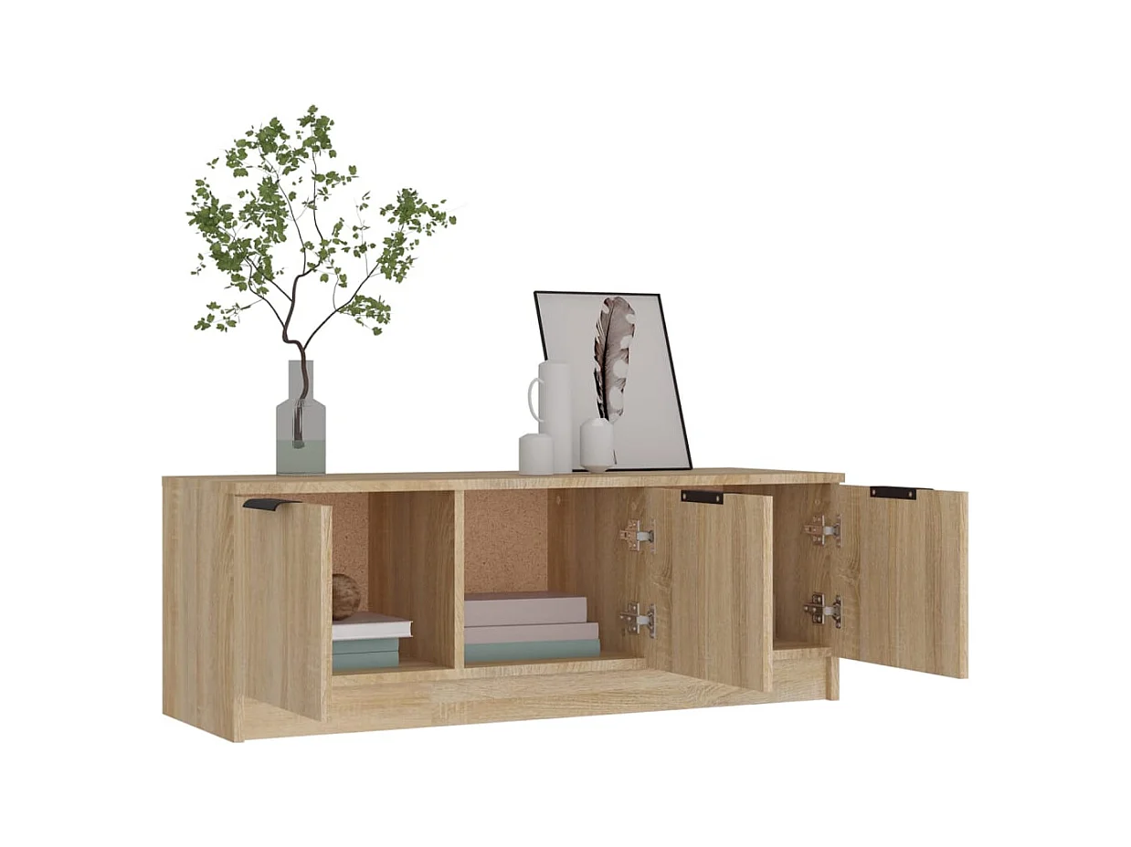 Yrnir  Tv-meubel 102x35x36,5 cm bewerkt hout sonoma eikenkleurig