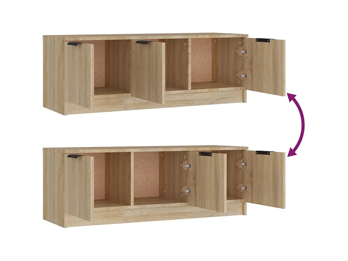 Yrnir  Tv-meubel 102x35x36,5 cm bewerkt hout sonoma eikenkleurig