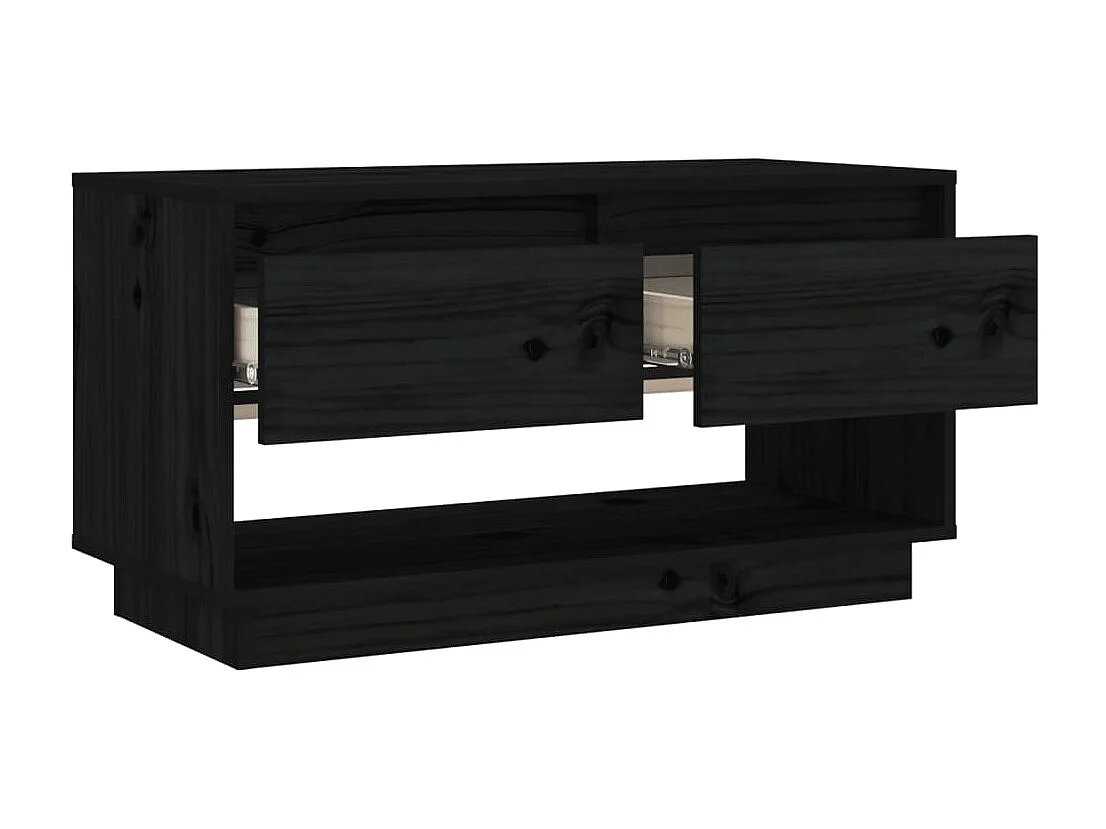 Megan Lynn  Meuble TV Noir 74x34x40 cm Bois de pin massif