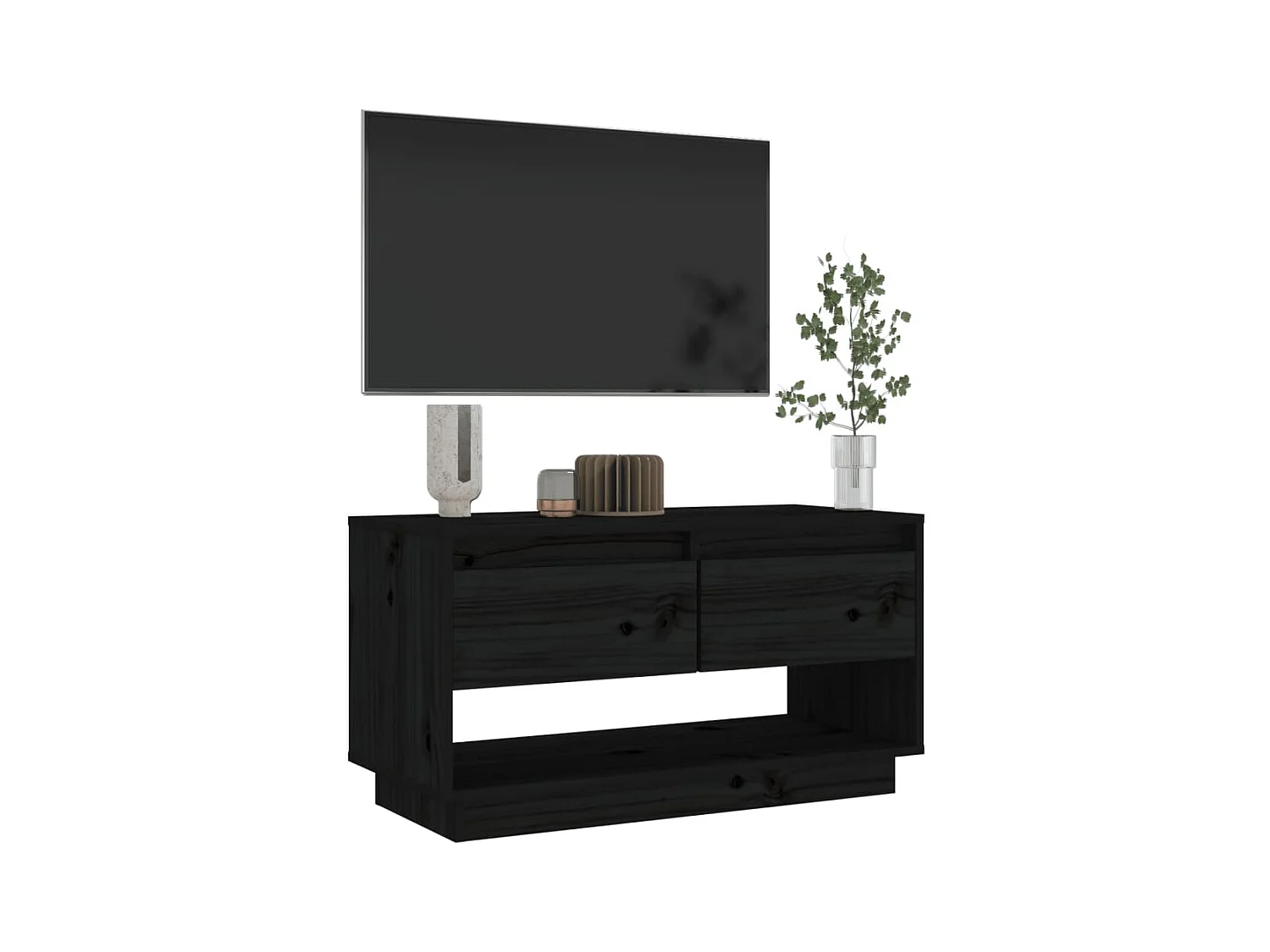 Megan Lynn  Tv-meubel 74x34x40 cm massief grenenhout zwart