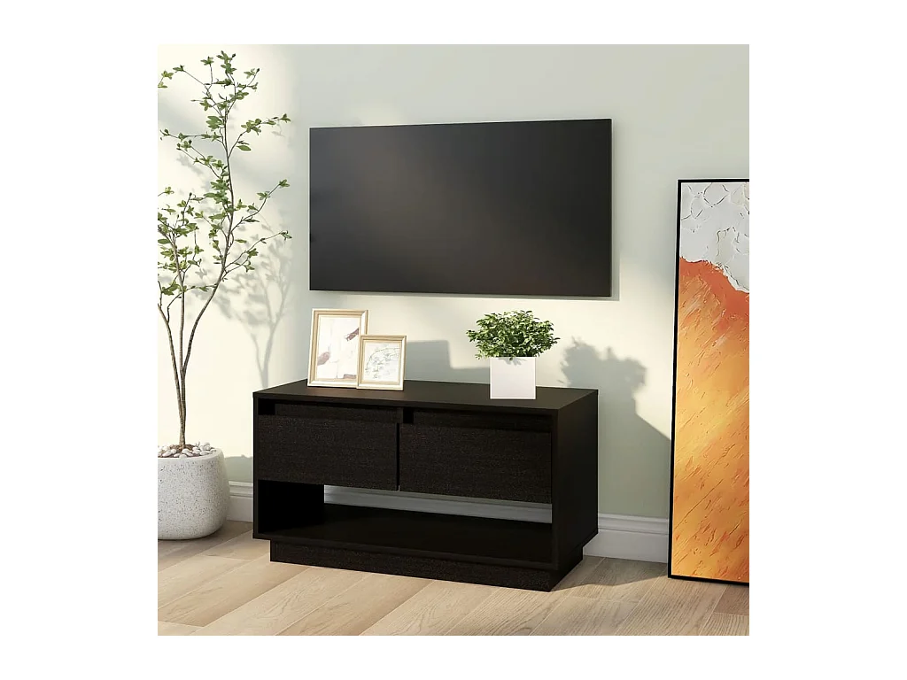 Megan Lynn  Tv-meubel 74x34x40 cm massief grenenhout zwart