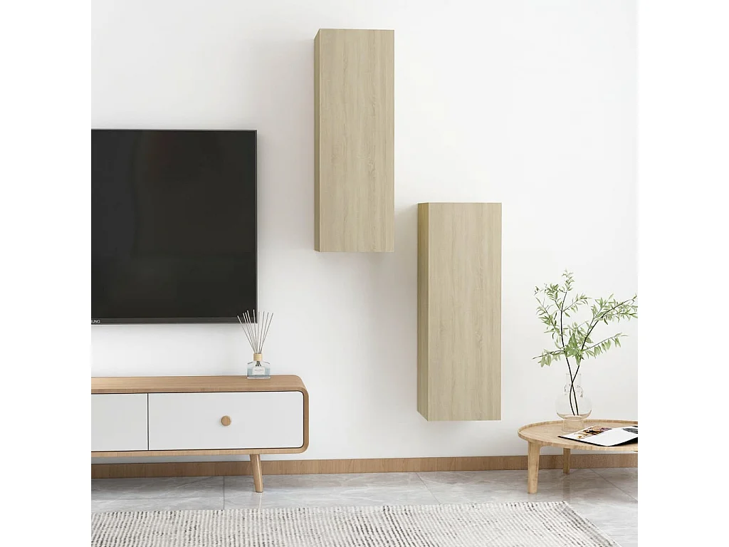 Hoeselt  Meubles TV 2 pcs Chêne sonoma 30,5x30x90 cm Bois d’ingénierie