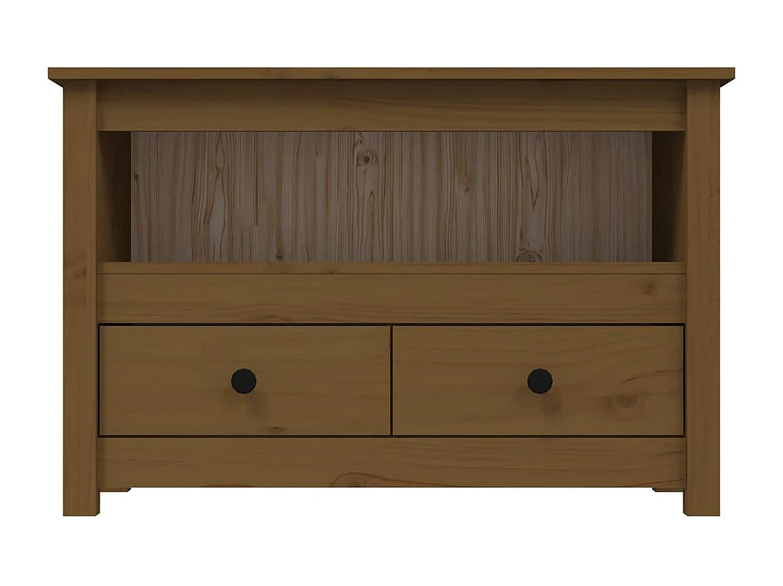 Trace Logan  Mueble de TV madera maciza de pino marrón miel 79x35x52 cm