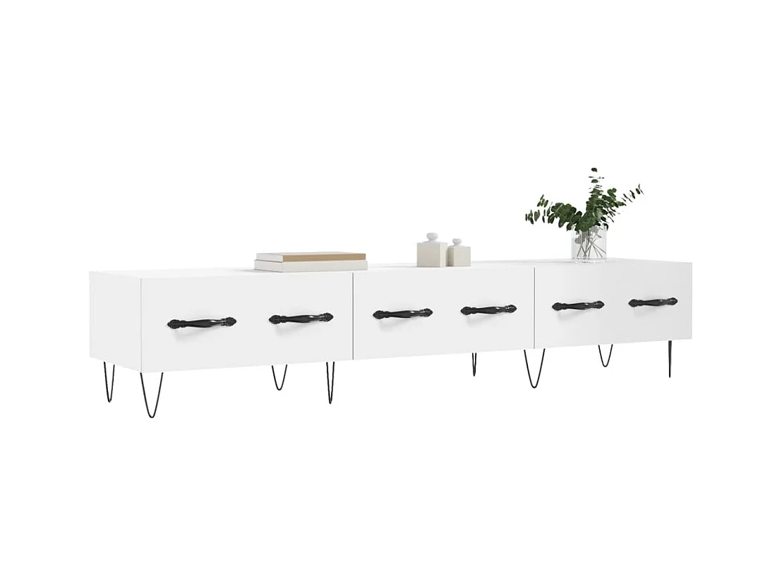 Eilve  Meuble TV blanc 150x36x30 cm bois d'ingénierie