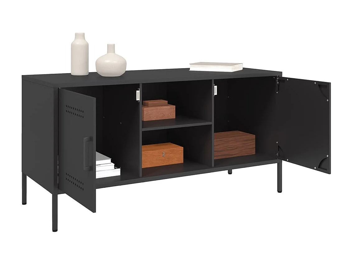 Lampasas  Meuble TV noir 100,5x39x50,5 cm acier