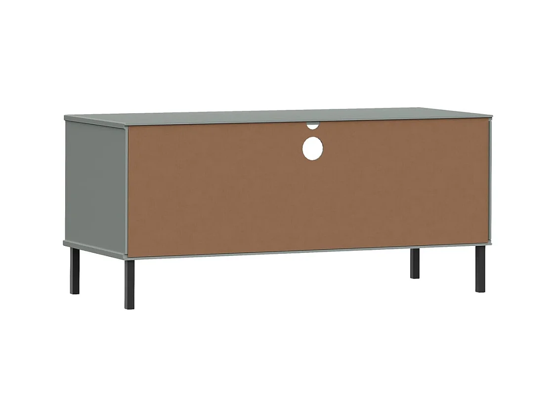 Rilynna  Meuble TV avec pieds en métal Gris Bois de pin massif OSLO