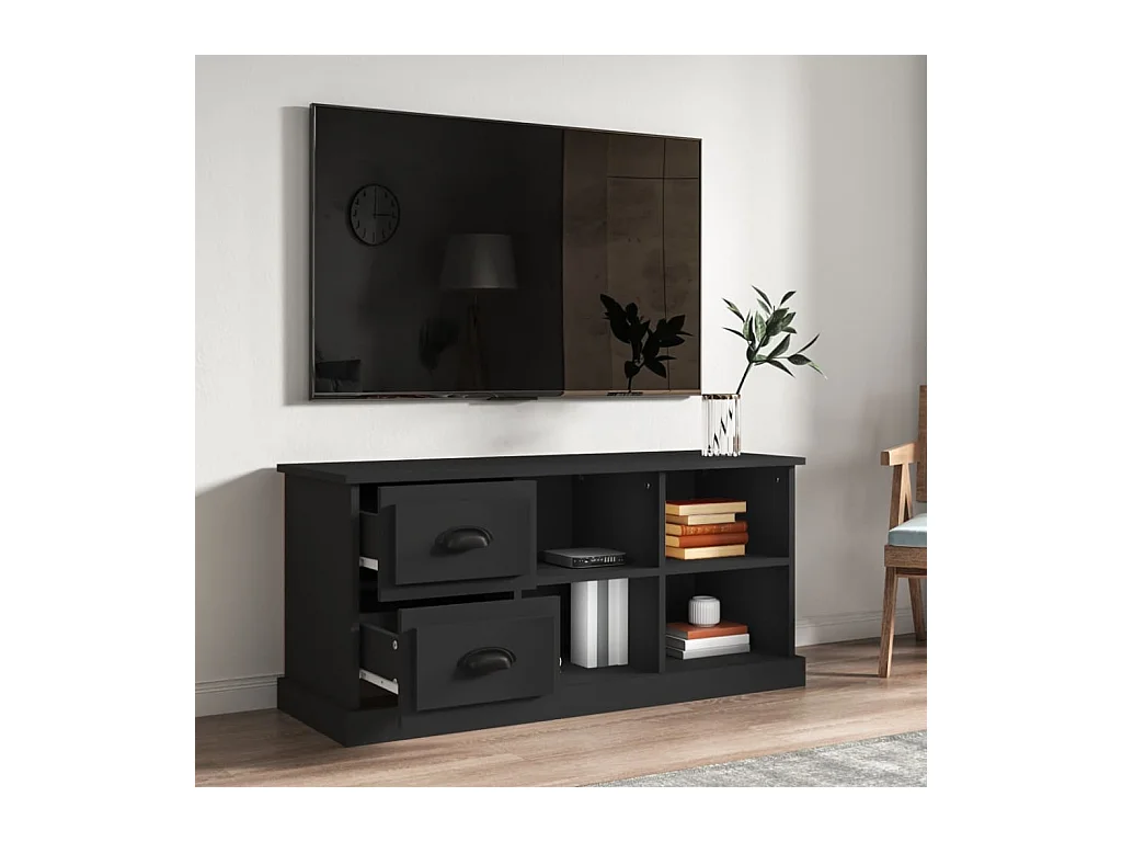 Landisville  Meuble TV noir 102x35,5x47,5 cm bois d'ingénierie