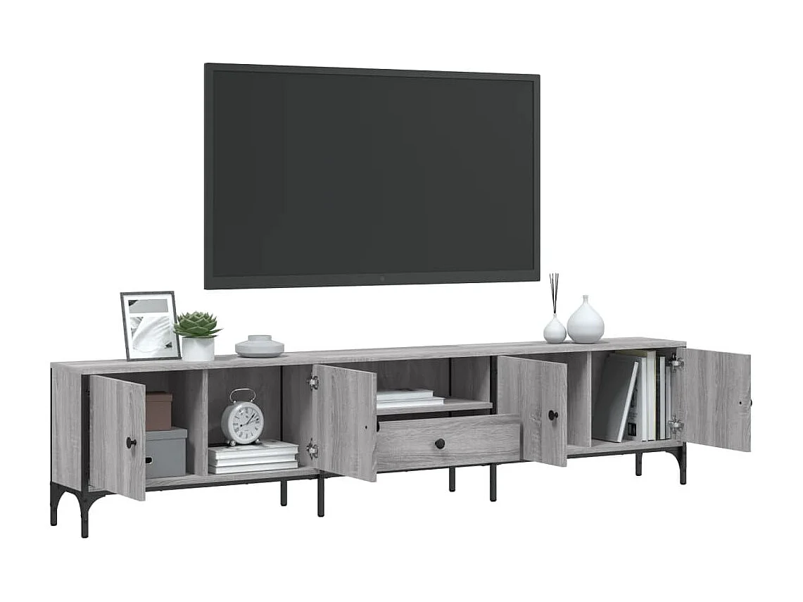 Dalton  Mueble de TV cajón madera ingeniería gris Sonoma 200x25x44 cm