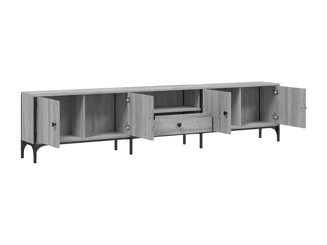 Dalton  Mueble de TV cajón madera ingeniería gris Sonoma 200x25x44 cm