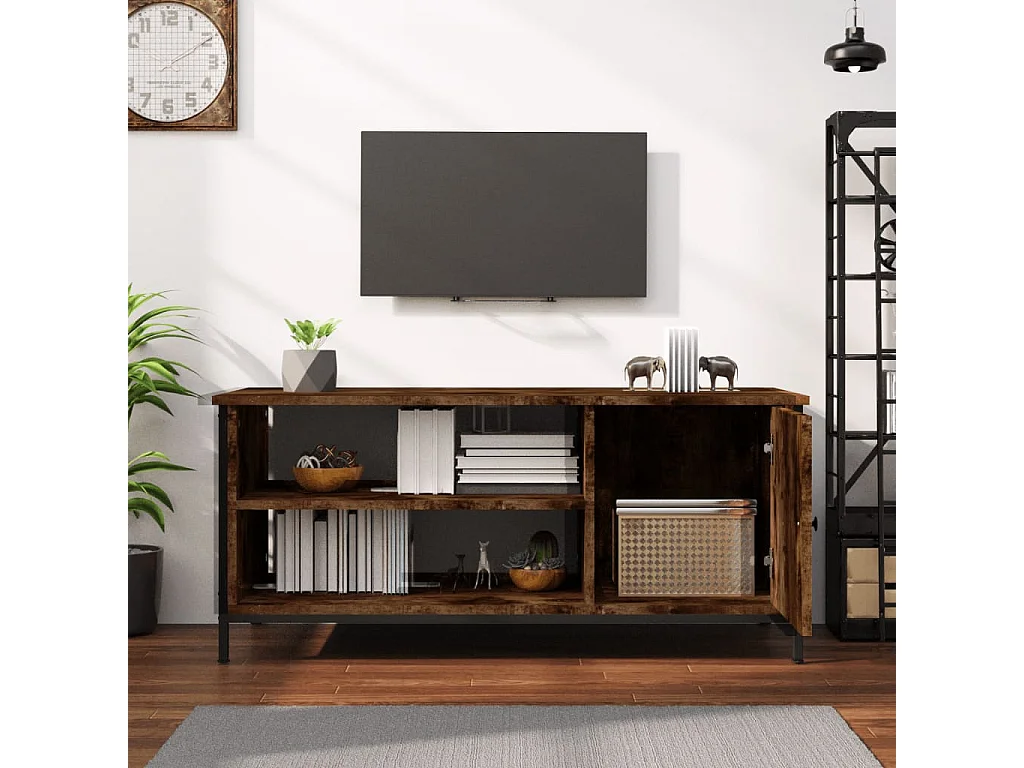 Einar  Tv-meubel 100x40x45 cm bewerkt hout gerookt eikenkleurig