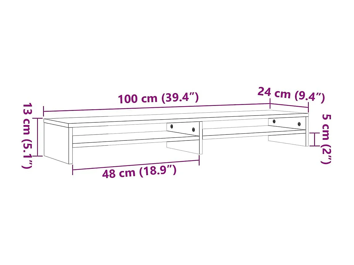 Prolenta Premium -  Monitorstandaard 100x24x13 cm massief grenenhout wasbruin